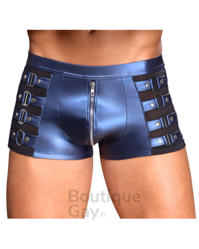 Boxer Zip Éclino Bleu Métallisé - Lingerie Homme Sexy