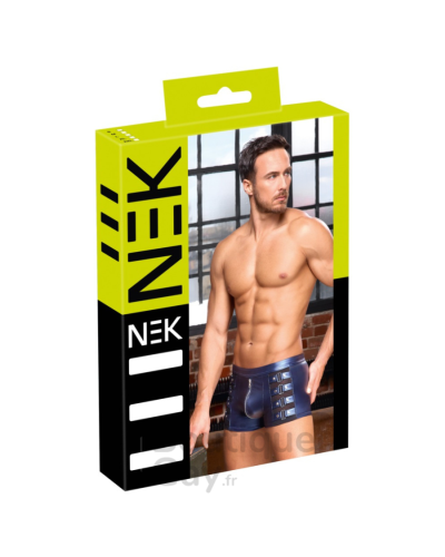 Boxer Zip Éclino Bleu Métallisé - Lingerie Homme Sexy