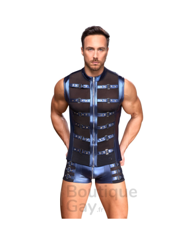 Boxer Zip Éclino Bleu Métallisé - Lingerie Homme Sexy