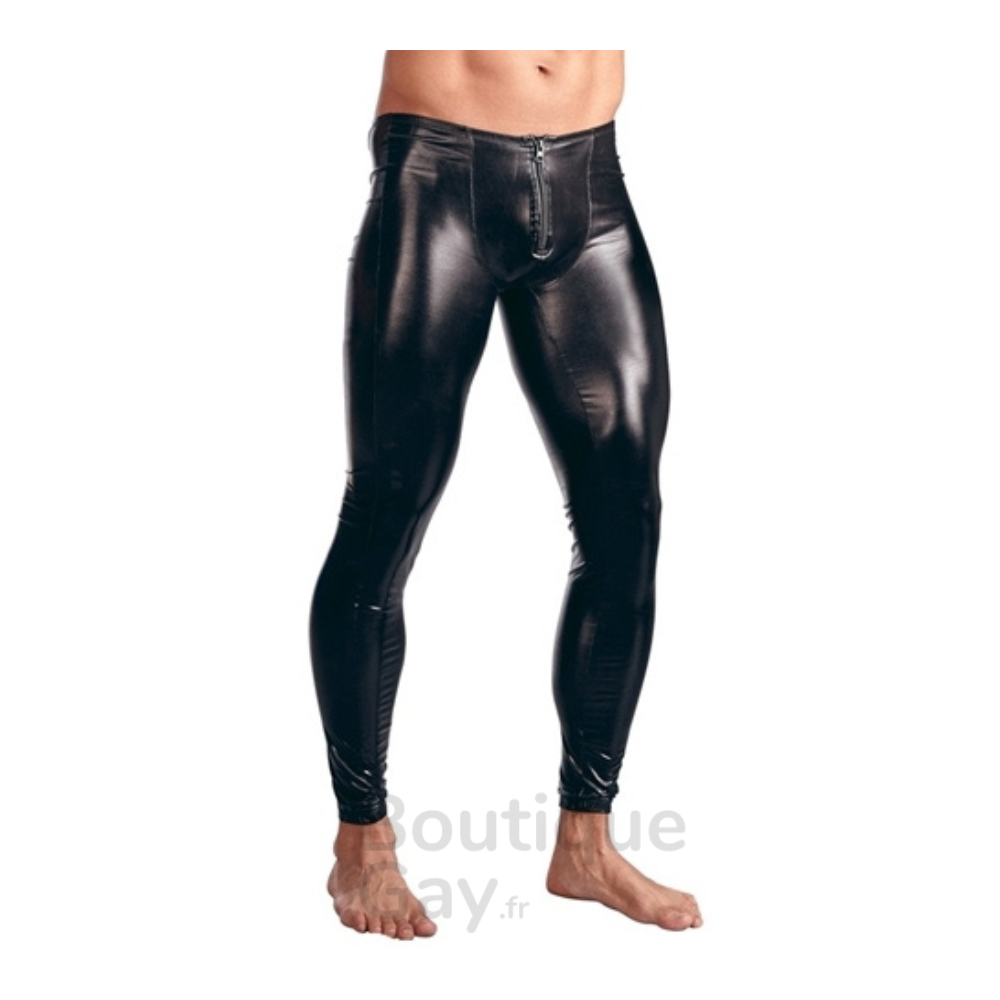 Pantalon Vinyle Zip Homme | Look Cuir Sexy & Fetish Noir