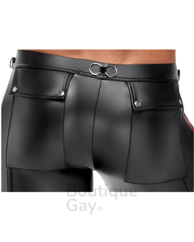 Pantalon Fetish Homme Ormeto Noir Rouge - Effet Wetlook Sexy