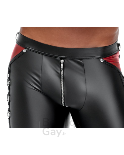 Pantalon Fetish Homme Ormeto Noir Rouge - Effet Wetlook Sexy