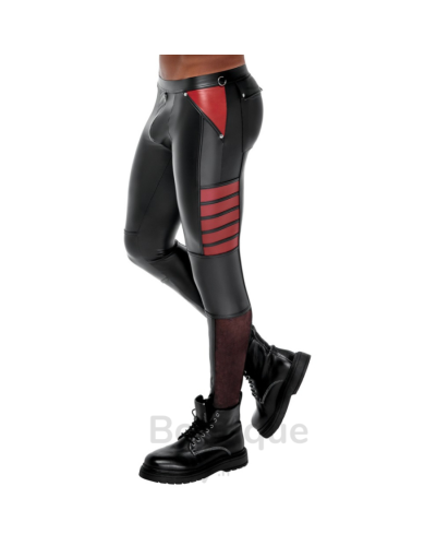 Pantalon Fetish Homme Ormeto Noir Rouge - Effet Wetlook Sexy