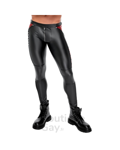 Pantalon Fetish Homme Ormeto Noir Rouge - Effet Wetlook Sexy