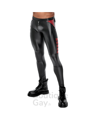 Pantalon Fetish Homme Ormeto Noir Rouge - Effet Wetlook Sexy