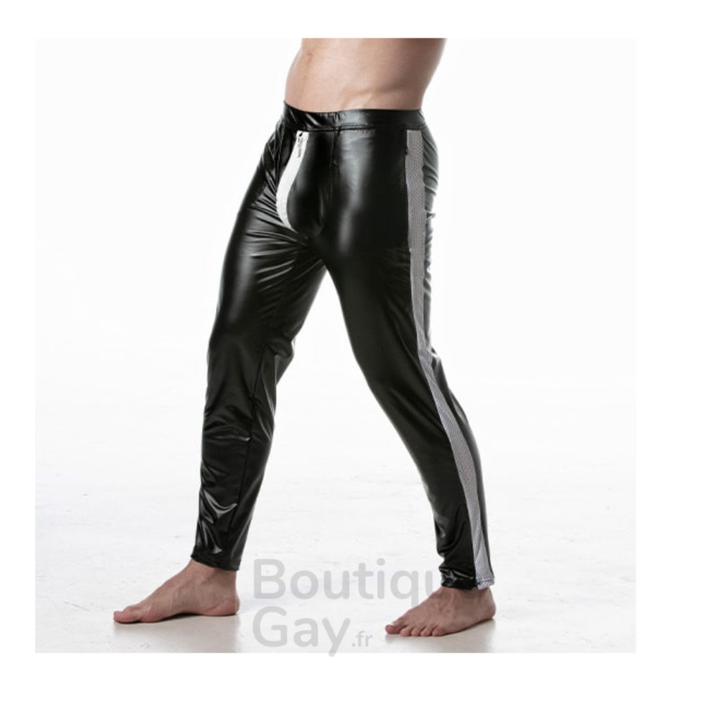 Pantalon Zip Intégral Fetish Homme - Effet Cuir Brut