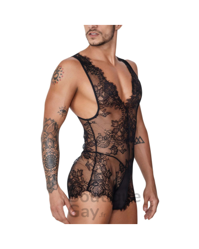 Body Dentelle Dos Nu Noir Psyché | Lingerie Sexy homme