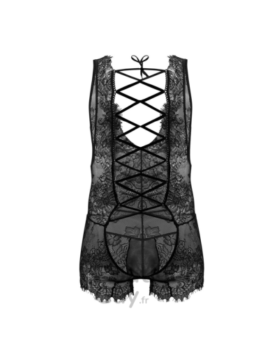 Body Dentelle Dos Nu Noir Psyché | Lingerie Sexy homme