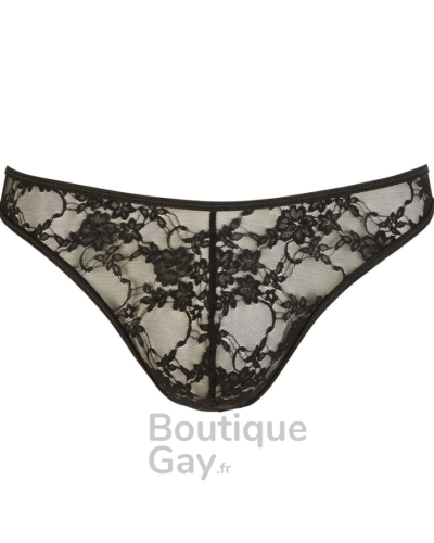 Slip Homme Sexy Dentelle Noir Flowthin | Lingerie Gay-friendly