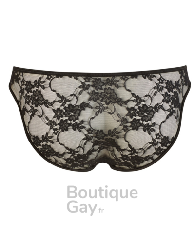 Slip Homme Sexy Dentelle Noir Flowthin | Lingerie Gay-friendly