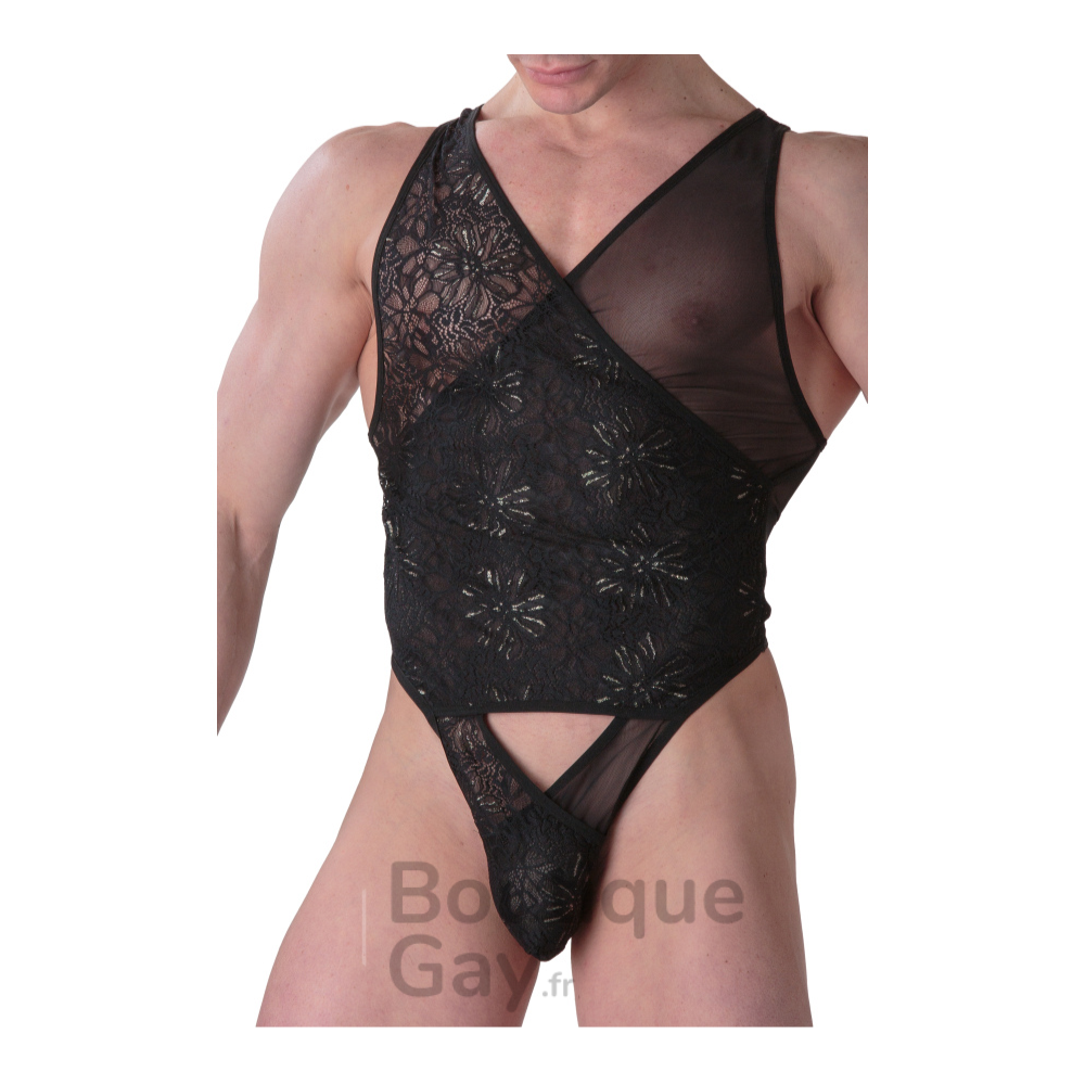 Body String Homme Sexy Dentelle Noire - Pure Seduction WOH