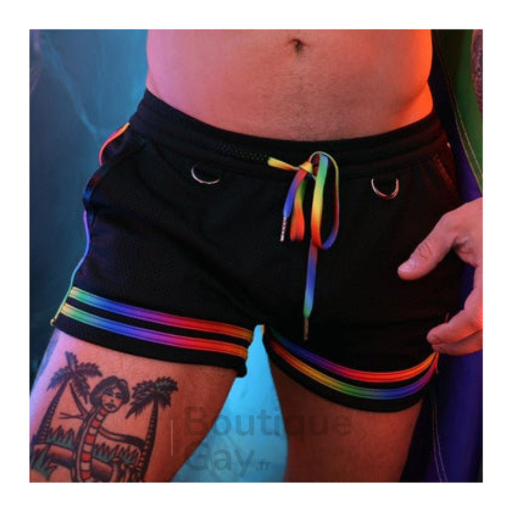 Short Pure Pride Noir Rainbow - Style, Fierté et Confort
