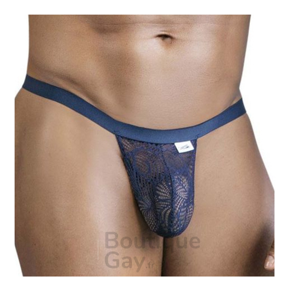 String en dentelle Bachos marine : lingerie homme sexy.