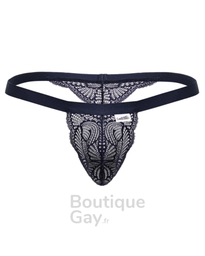 String en dentelle Bachos marine : lingerie homme sexy.