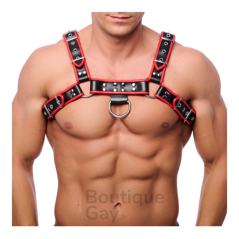 Harnais Cuir Premium Rouge : Lingerie Homme et Accessoire