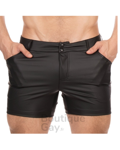 Short Harper Noir Wetlook Zippé | Tenue Sexy & Fétichiste