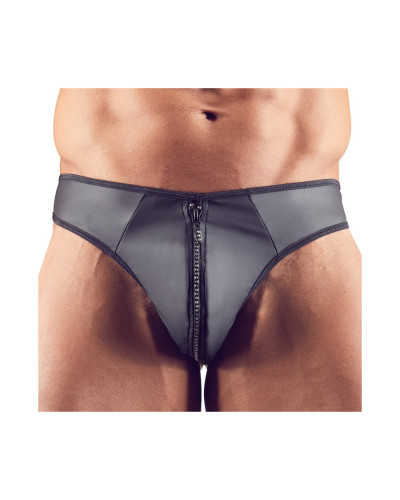 String Zip Fétish Noir Similicuir - Lingerie Homme Sexy