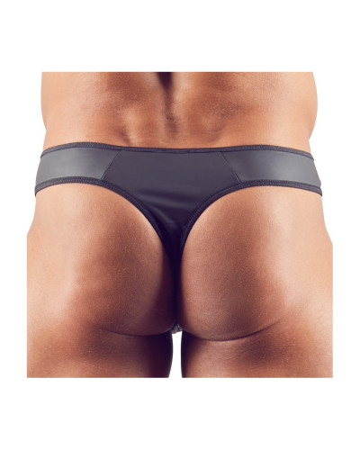 String Zip Fétish Noir Similicuir - Lingerie Homme Sexy