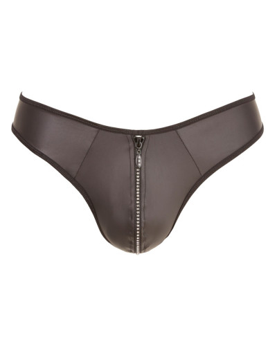 String Zip Fétish Noir Similicuir - Lingerie Homme Sexy
