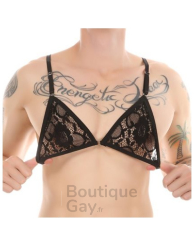 Soutien-Gorge Homme Dentelle Noir Aleria | Lingerie Masculine
