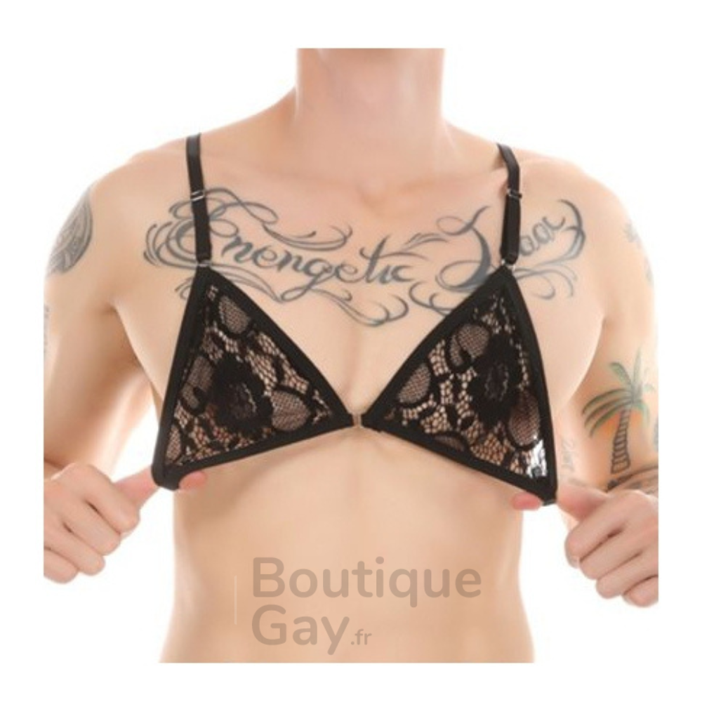 Soutien-Gorge Homme Dentelle Noir Aleria | Lingerie Masculine