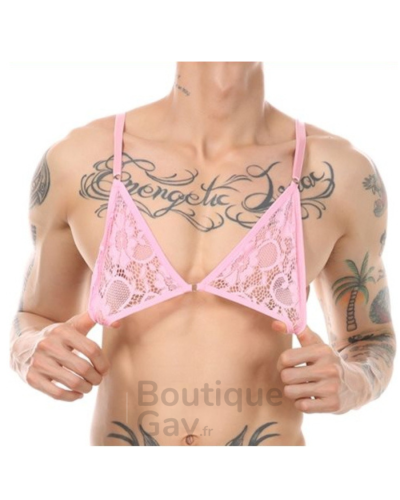 Soutien-Gorge Homme Dentelle Rose Aleria | Boutique Gay