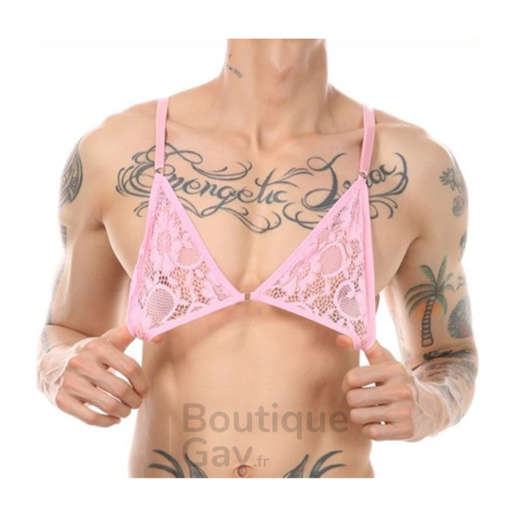 Soutien-Gorge Homme Dentelle Rose Aleria | Boutique Gay