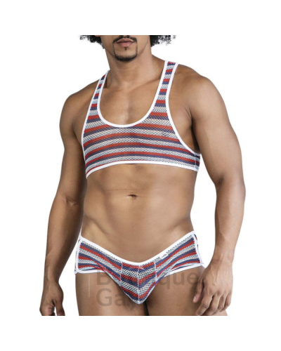 Ensemble boxer brassière pour homme Luniros Bleu Blanc Rouge