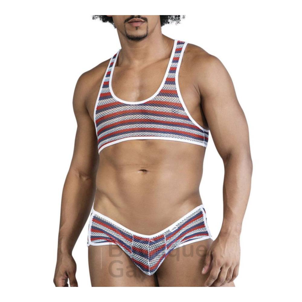 Ensemble boxer brassière pour homme Luniros Bleu Blanc Rouge