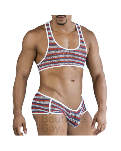 Ensemble boxer brassière pour homme Luniros Bleu Blanc Rouge